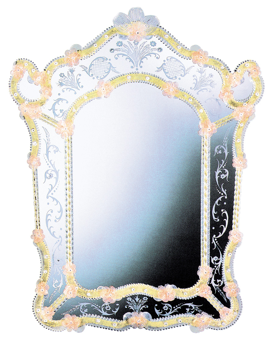 Specchio Isola delle Rose in vetro di murano lavorazione classica Veneziana