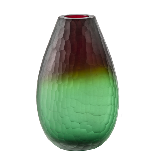 Vaso in vetro di murano battuto grande colori sfumati H.40cm