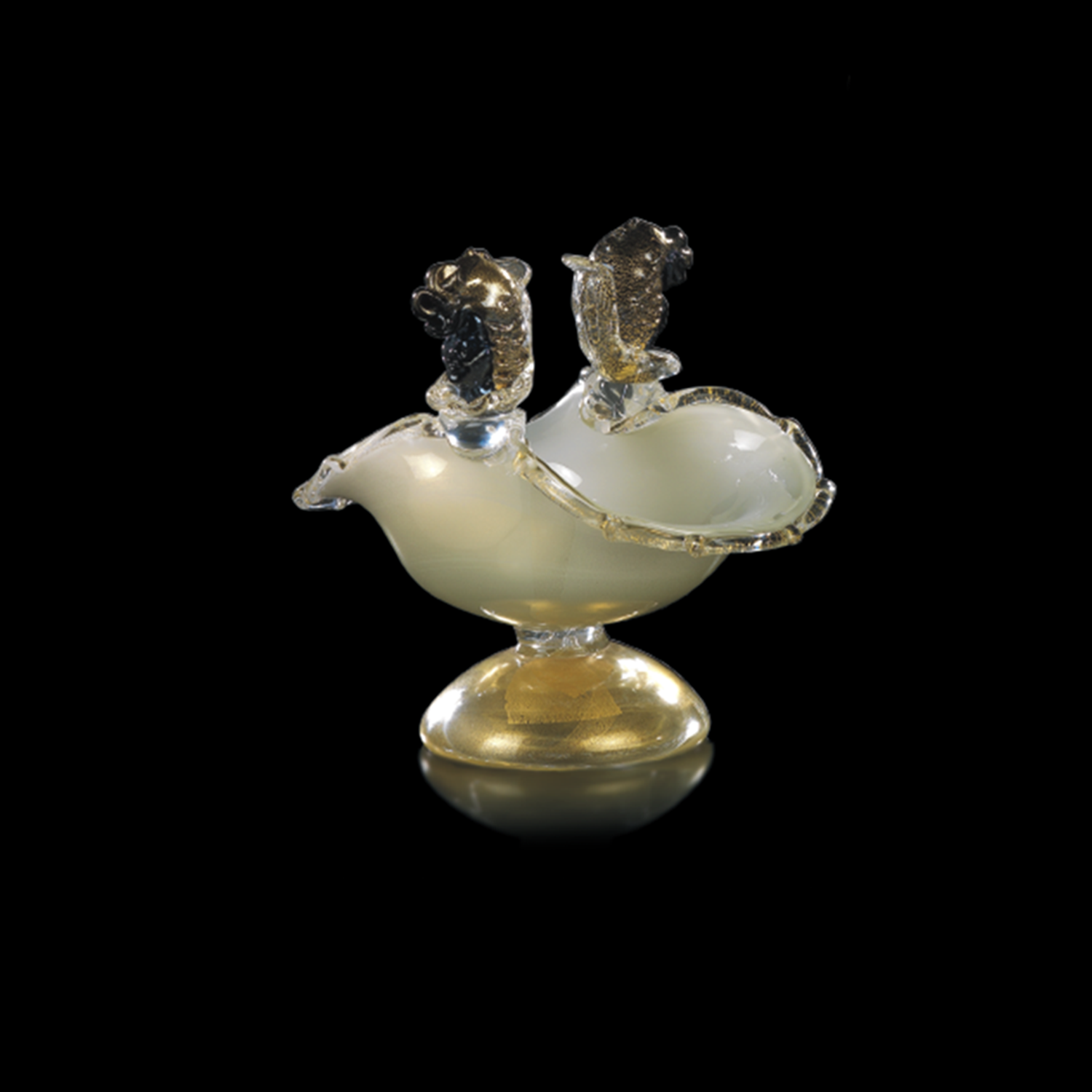 Coppa Moro media in vetro di murano pagliesco e oro H.22cm – L.24cm