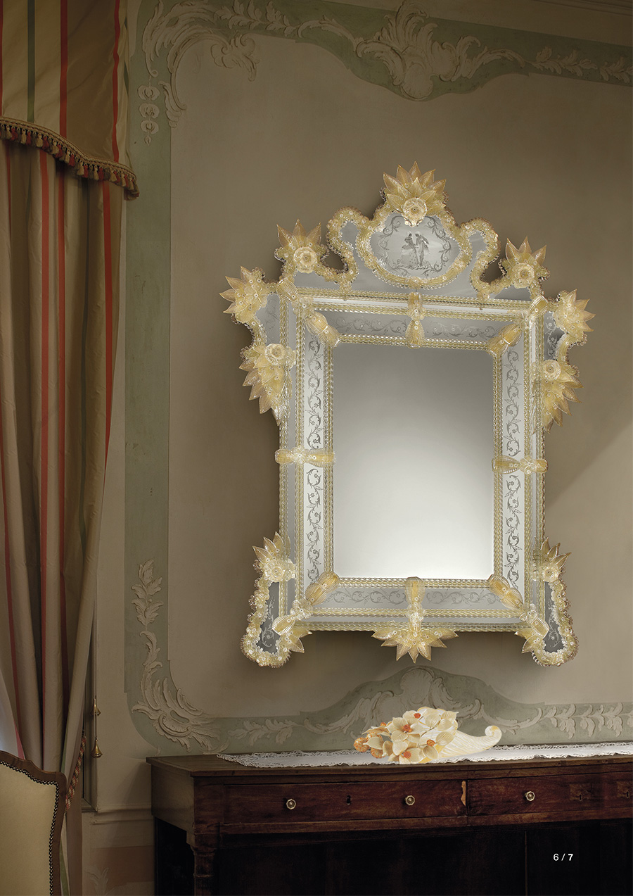 Specchio Isola di Poveglia in vetro di murano lavorazione classica Veneziana