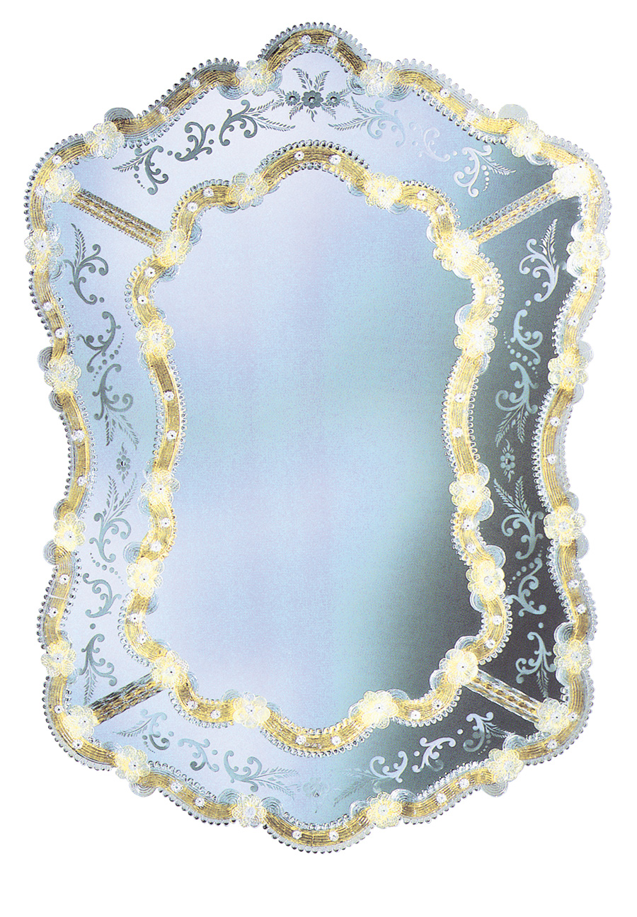 Specchio Burano in vetro di murano lavorazione classica Veneziana