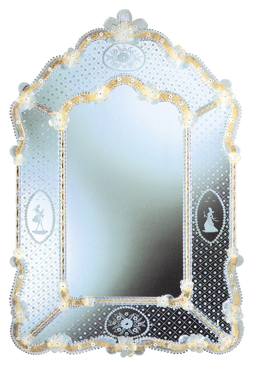 Specchio Libro d’Oro in vetro di murano lavorazione classica Veneziana