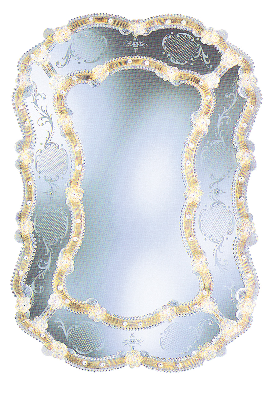 Specchio Luce in vetro di murano lavorazione classica Veneziana