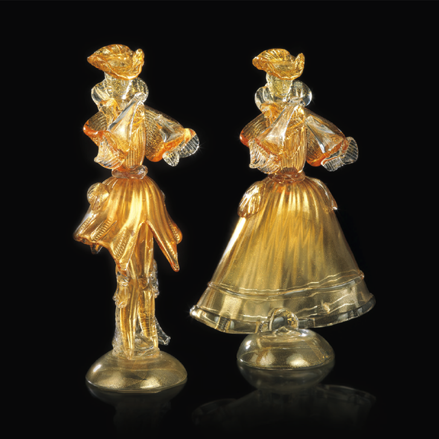 Goldoniani piccoli in vetro di murano tutto oro H.23cm
