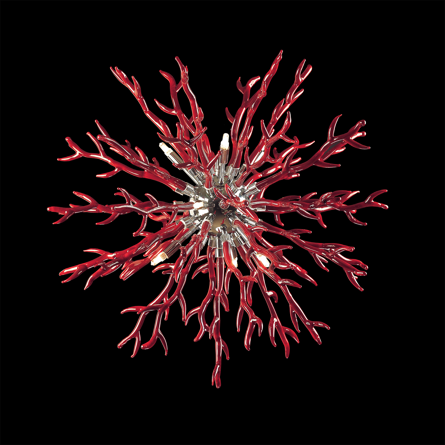 Corallo – Lampadario a sospensione in vetro di murano rosso