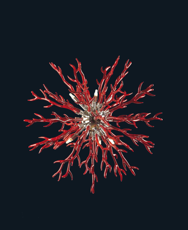 Corallo – Lampadario a sospensione in vetro di murano rosso