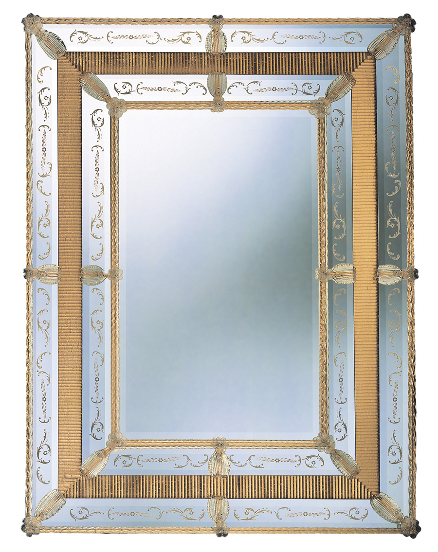 Specchio in vetro di murano Riflessi lavorazione classica Veneziana