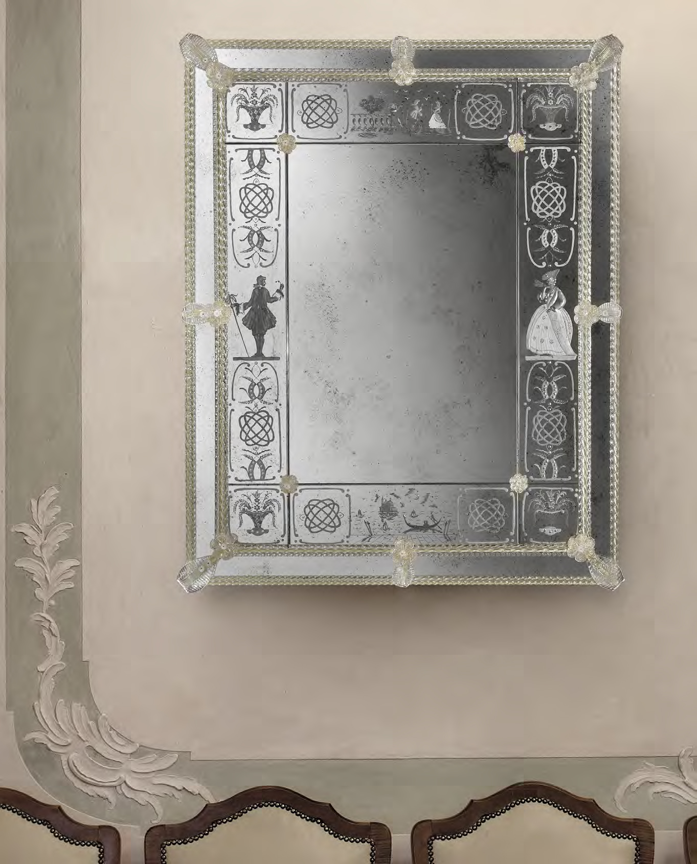 Specchio Veneziano in vetro di Murano