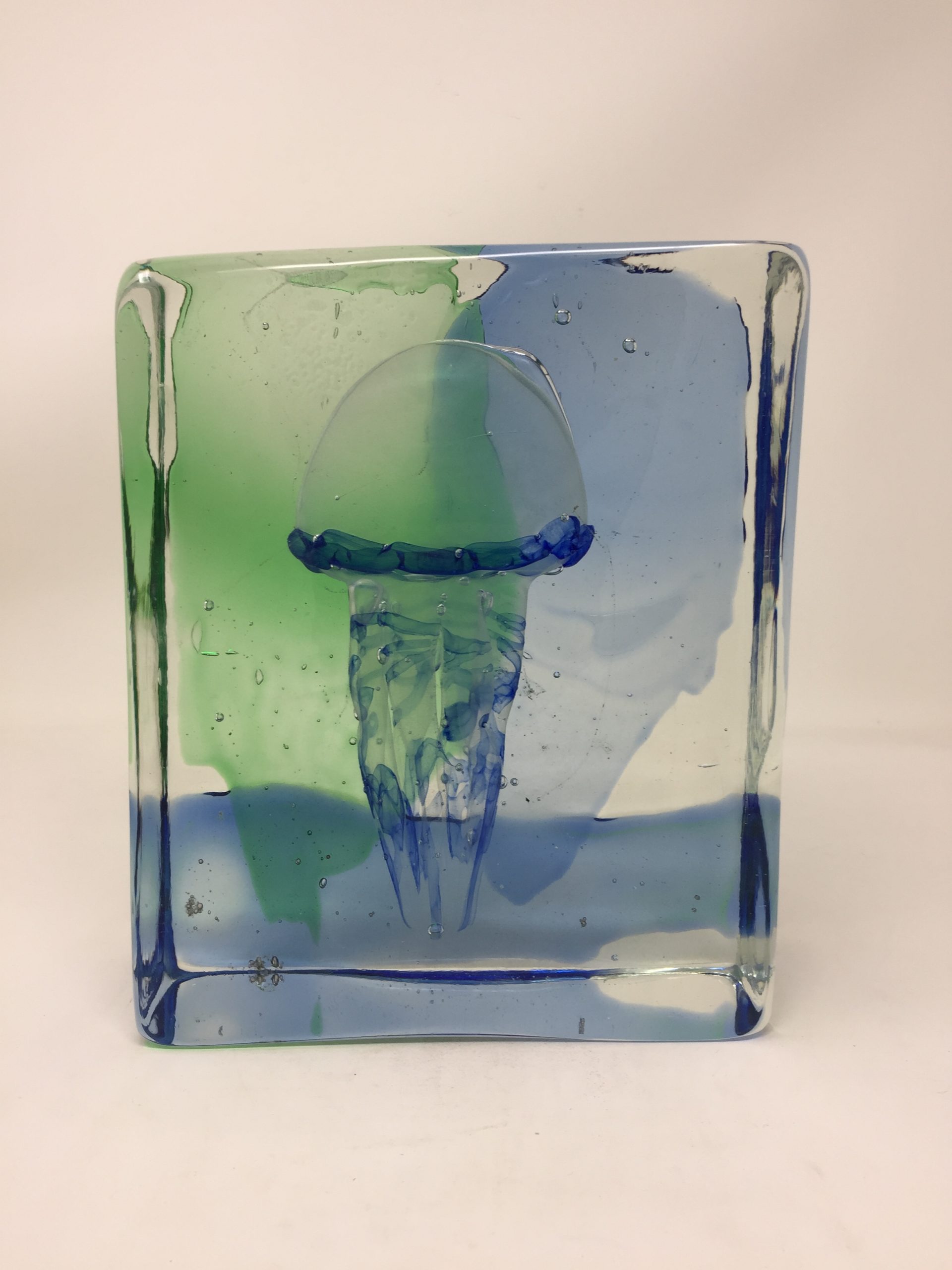 Acquario Sommerso in vetro di murano con 1 medusa H.21cm L.18cm
